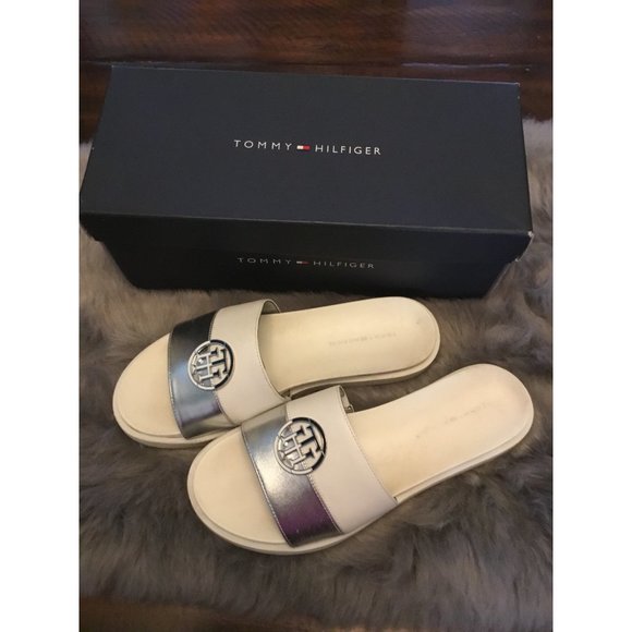Tommy Hilfiger Shoes - Tommy Hilfiger White and Silver Slides